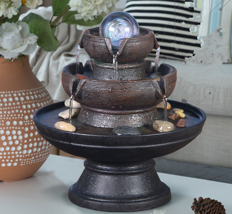 Chinesische Kreative Brunnen Feng Shui Ball mit LED-leuchten Büro Zu Hause Dekorationen Schreibtisch Eingerichtet