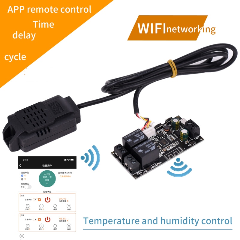 App Afstandsbediening Schakelaar Dual Relais Automatische Temperatuur En Vochtigheid Sensor Verwarming En Koeling Ontvochtiging