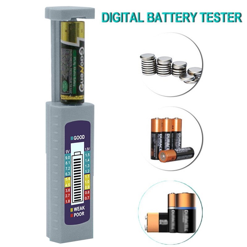 Digital batterikapacitet tester lcd elektronisk effektindikator til 9v 1.5v aa aaa celle cd batterier