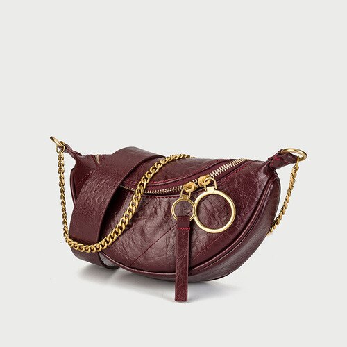 neue frauen Tasche Diagonale Alle-spiel Modische eins-schulter Kette Knödel Tasche Einfache Reise hoch-ende Gefühl Brust Tasche: rot Wein