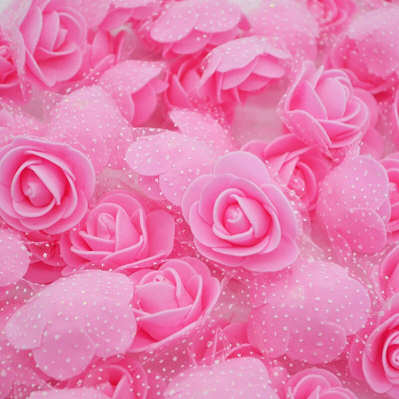 Mini roses en mousse de polyéthylène, 3.5cm, 50 fleurs/lot, têtes de fleurs artificielles, pour décorer un mariage, à la maison, pour l'artisanat: F16