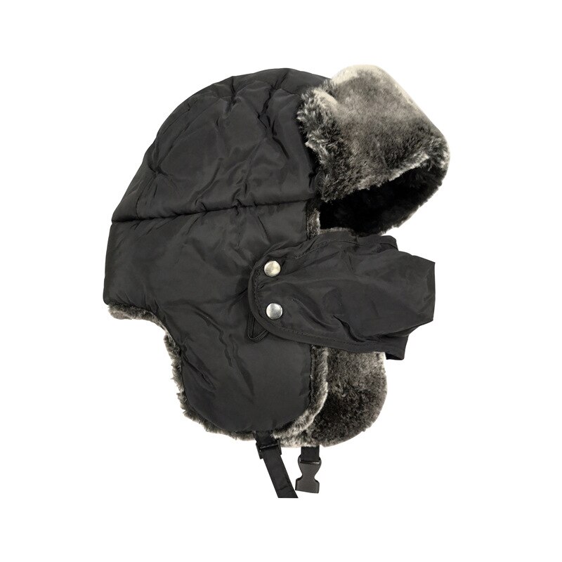 Gorro de aviador de invierno para niños, gorro familiar para niñas, gorro ruso con orejeras para nieve, pasamontañas cálido, gorro de nieve para niños, gorro de niño para exteriores, Soviets: Black