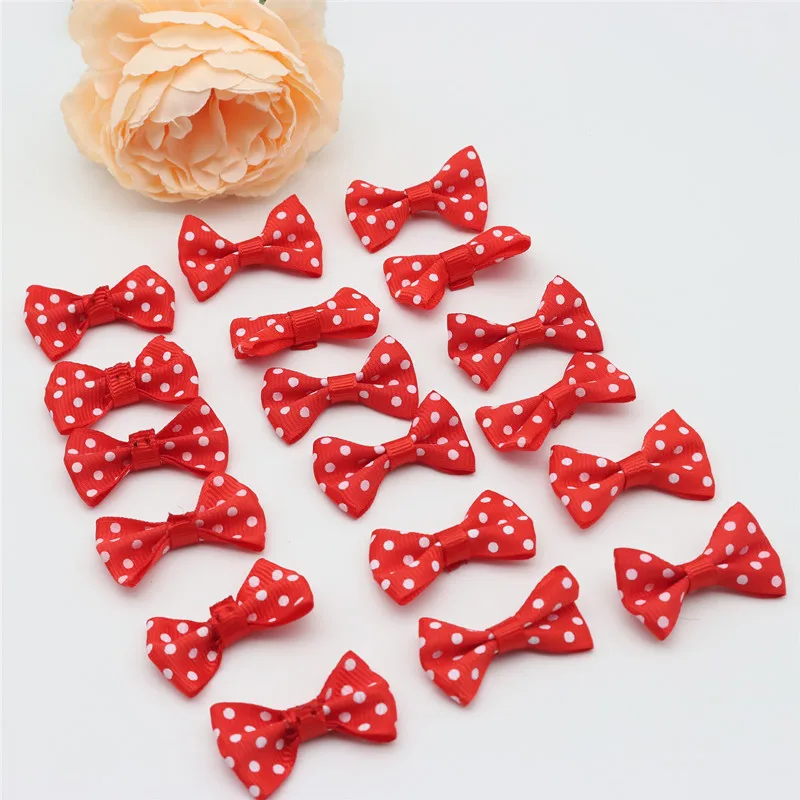 50/100pcs Size 2cmx3.5cm mini polka dot bow waist bow tie clothing diy accessories jewelry small bow tie headwear accessories: Antique Zinc / M