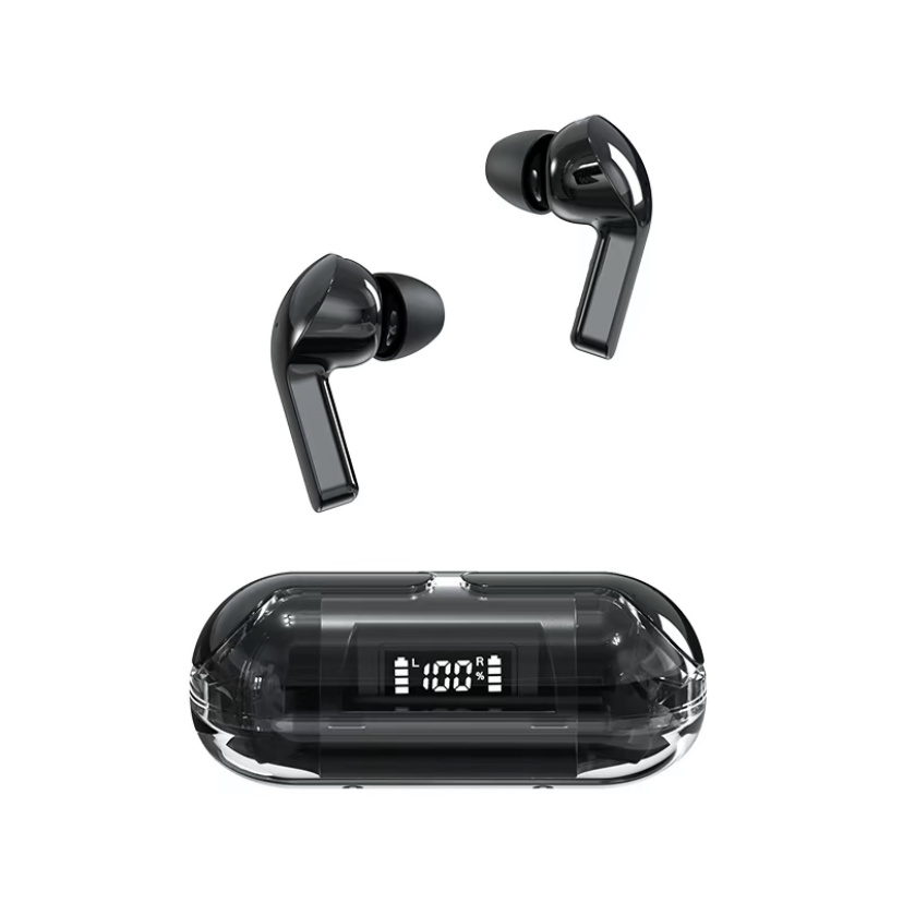 A06 Wireless TWS Bluetooth Earphone with LED Display Touch Noise Canceling Earbuds SportsMusic Game Headset Waterproof: black