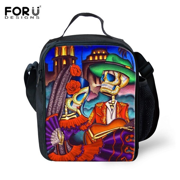 FORUDESIGNS Thermal Insulated Lunch Bag For Women Men Boys Girls 3D Skull Insulation Lunch Box Picnic Food Cooler Lunchbox Bolsa: C635G