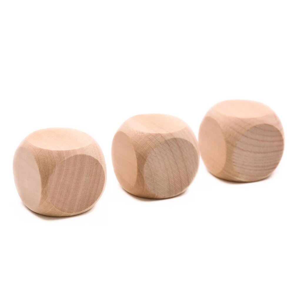 10pcs Wood Dices 6 Sided Blank Cubes Round Corner For DIY Printing Engraving Kid Toys Family Party Games