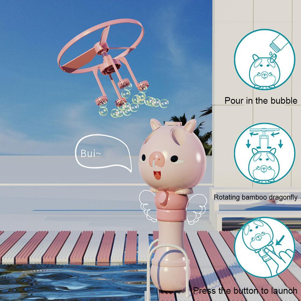 Kinderen Speelgoed Bubble Stok Stijgende Bubble Cartoon Mooie Aerocraft Flying Zomer Bamboe Bubble Machine Outdoor Dragonf C0H8