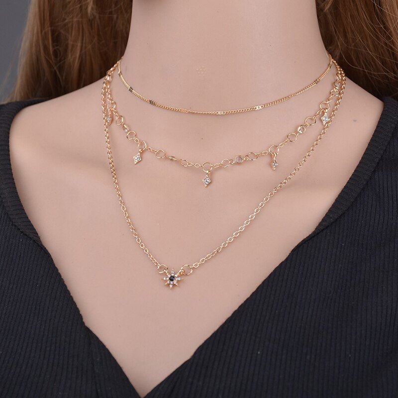 Yada gouden pentagram ster & maan ketting cadeau & ketting voor vrouwen roestvrijstalen kettingen statement sieraden ketting  se200046: Se200032gd