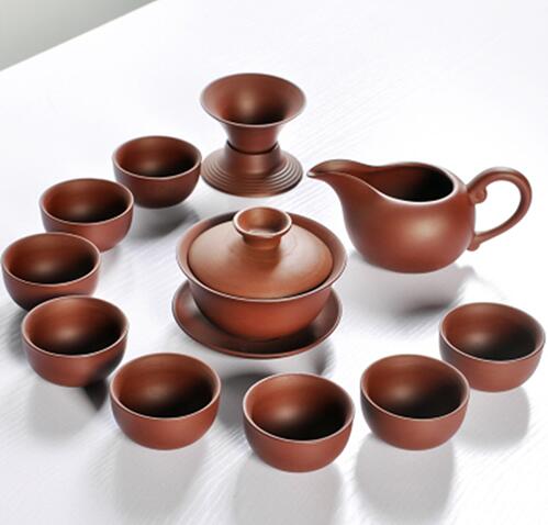 Ceramic Yixing Purple Clay Tea Set Kung Fu Pot Infuser Xishi Gaiwan Teapot Serving Cup Teacup Chinese Drinkware: Set B