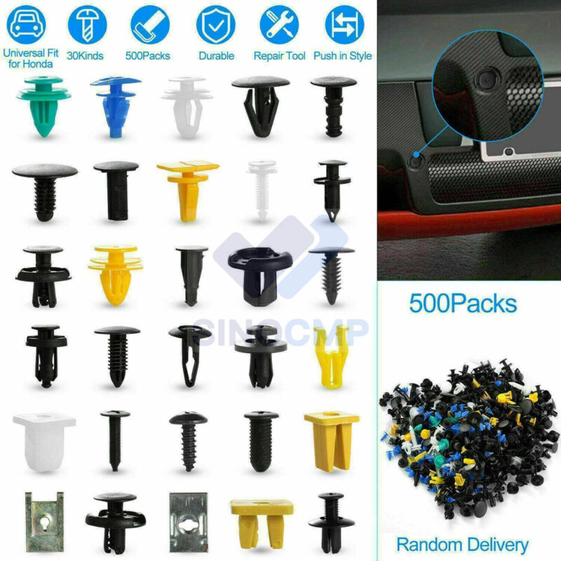 500pcs/set Plastic Car Body Push Pin Rivet Fasteners Trim Moulding Clips Screw Driver Car Buckle for Buses Trains Planes Truck