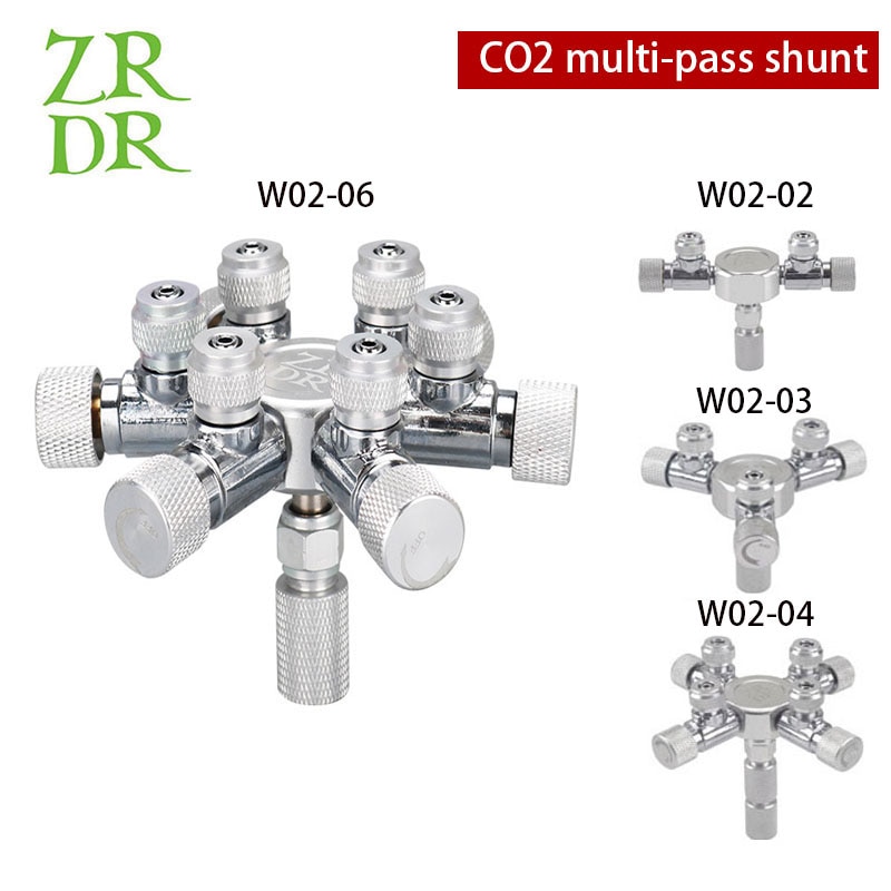 Aquarium CO2 Shunt CO2 Regulator Multi-Way Shunt Regelklep Aluminium CO2 Multi-Pass 2-6 shunt Aquarium Benodigdheden