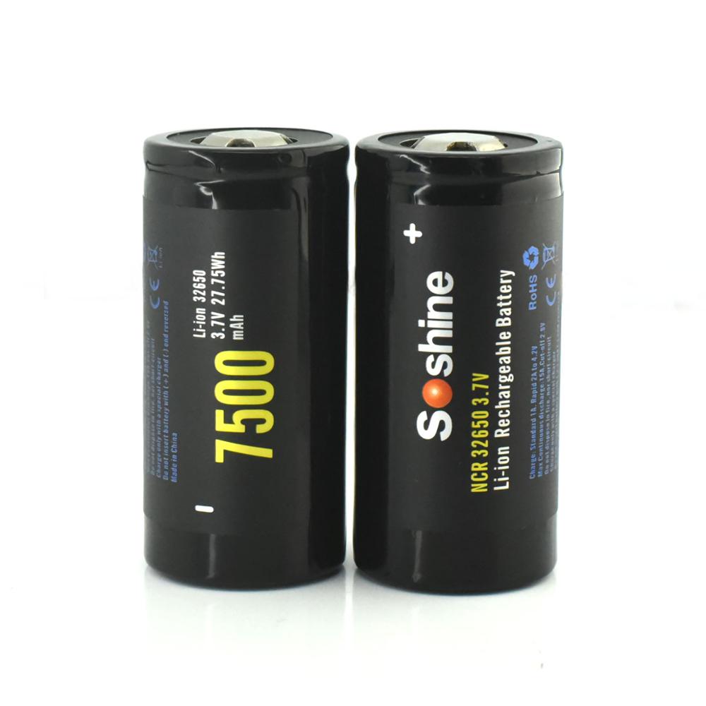 Soshine Hoge Capaciteit 7500Mah 3.7V 32650 Li-Ion Oplaadbare Batterij Voor Led Zaklampen/Koplampen