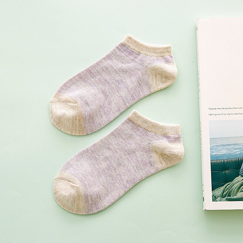 Meias curtas coreanas confortáveis, meias de algodão para mulheres e meninos, 1 par = 2 peças ws110, primavera e verão: ws110 purple