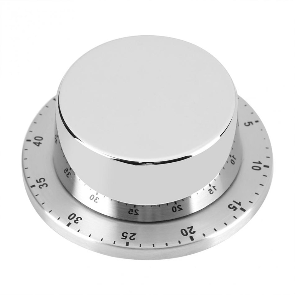 Stainless Steel Kitchen Reminder With Magnetic Base Manual Mechanical Round Cooking Timer Alarm Clock Cooking Kitchen Gadgets