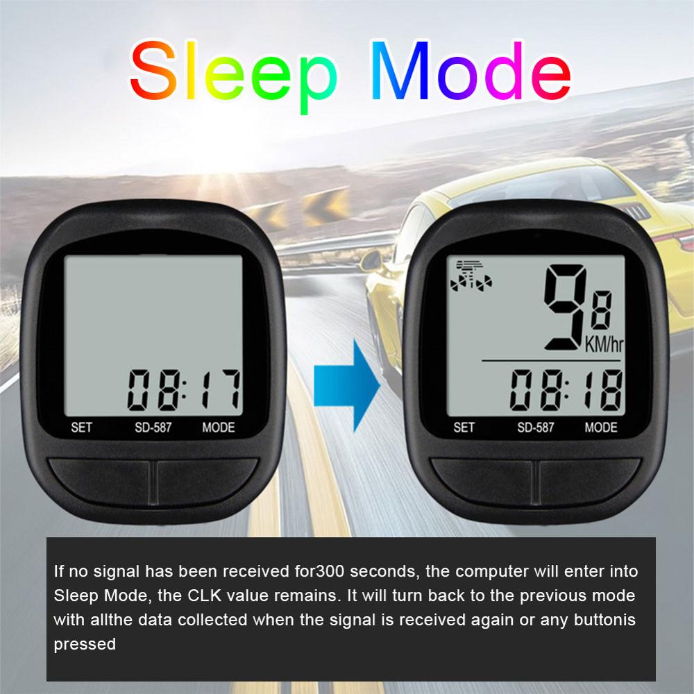 Waterproof Bicycle Odometer Wireless LCD Bicycle Computer Speedometer Black MTB Bike Bicycle Odometer Stopwatch