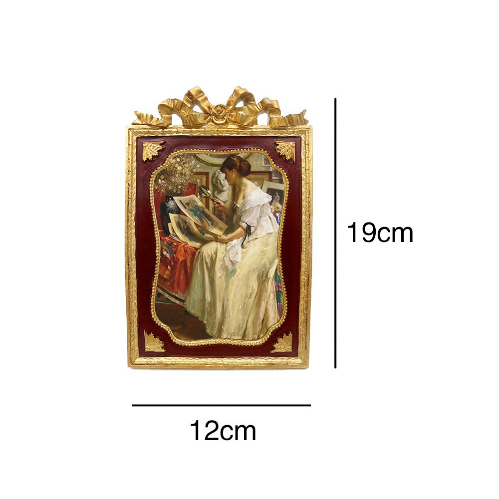 Marco de fotos Retro, marco de fotos rojo de resina en relieve dorado europeo, decoración de pared para el hogar, pintura artística ligera, caballete de lujo: YELLOW