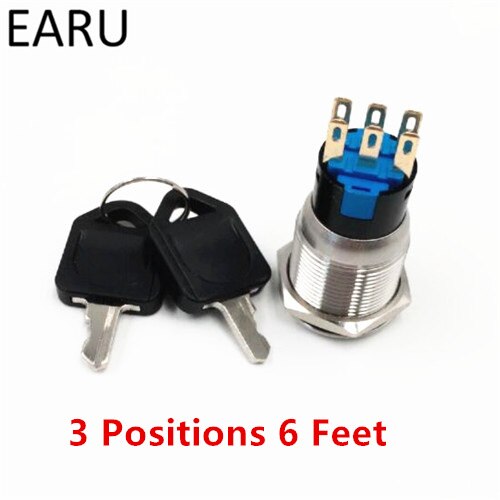 1pc 19mm Stainless Steel waterproof Key Lock switch 5A AC250V 2 3 Positions Key Switch Rotary Changeover Switch Online