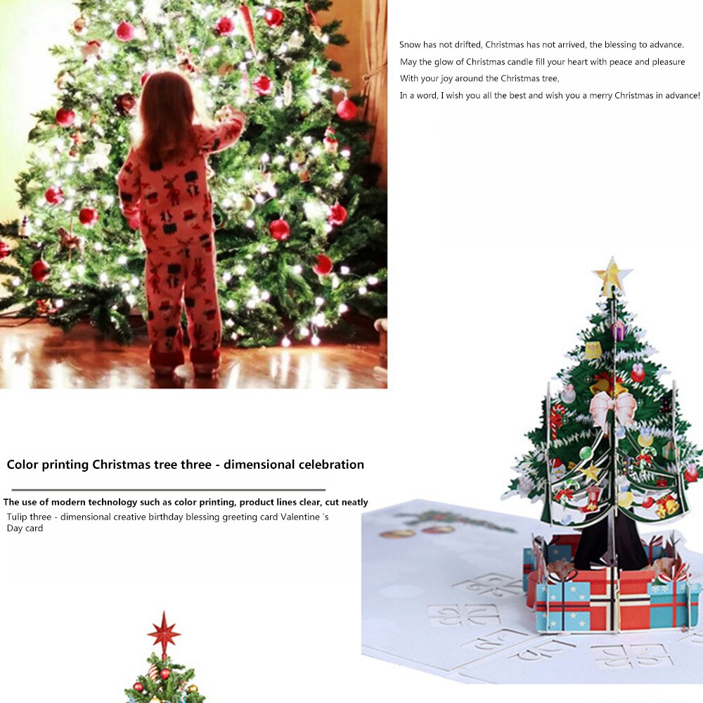 Color Print Three-Dimensional Christmas Tree 3D Greeting Card Christmas Three-Dimensional Handmade Card Year Blessing