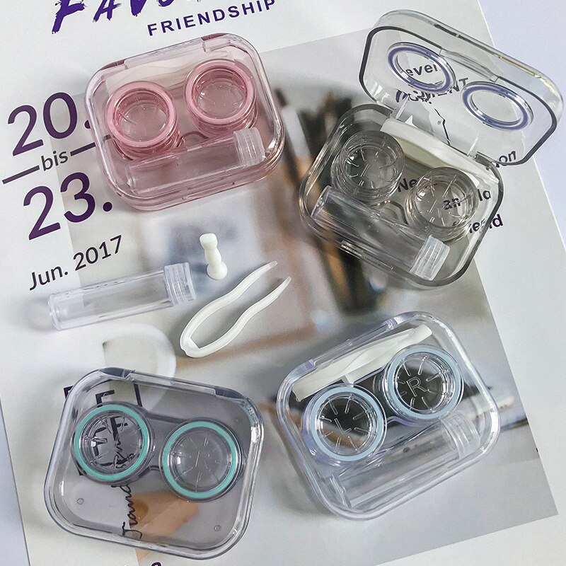ovolook Cartoon Cosmetic Travel box Contact lens pop case with mirror contact lens case Storage Holder Eyewear Accessories