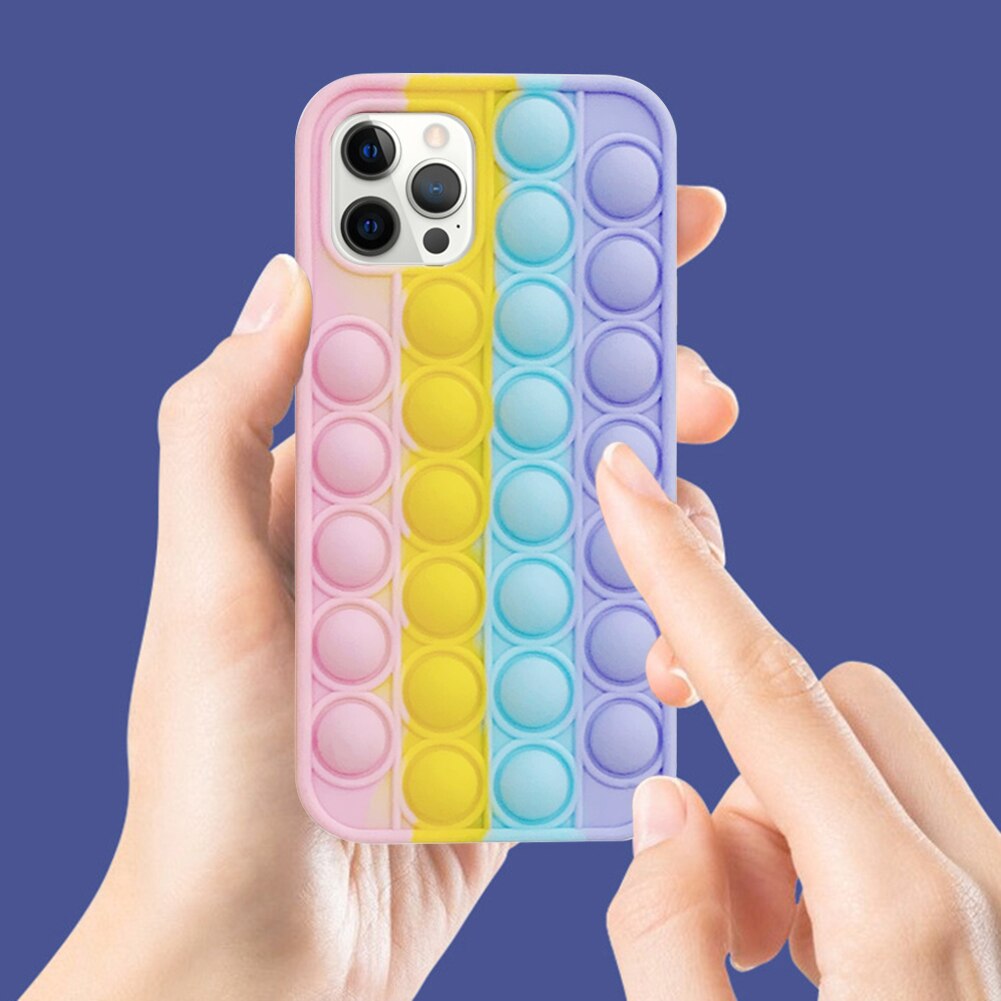 Push Bubble Toy Phone Case Silicone Relieve Stress Pop Fidget Toys Phone Case For iPhone 11/11 Pro/11Pro MAX/12Pro MAX
