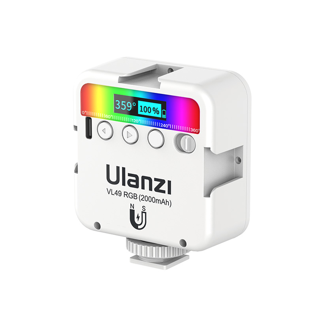 Ulanzi VL49 Mini RGB LED Video Light Portable Pocket photography Light Vlog Fill Light for Smartphone DSLR SLR Camera Lamp: VL49 RGB White