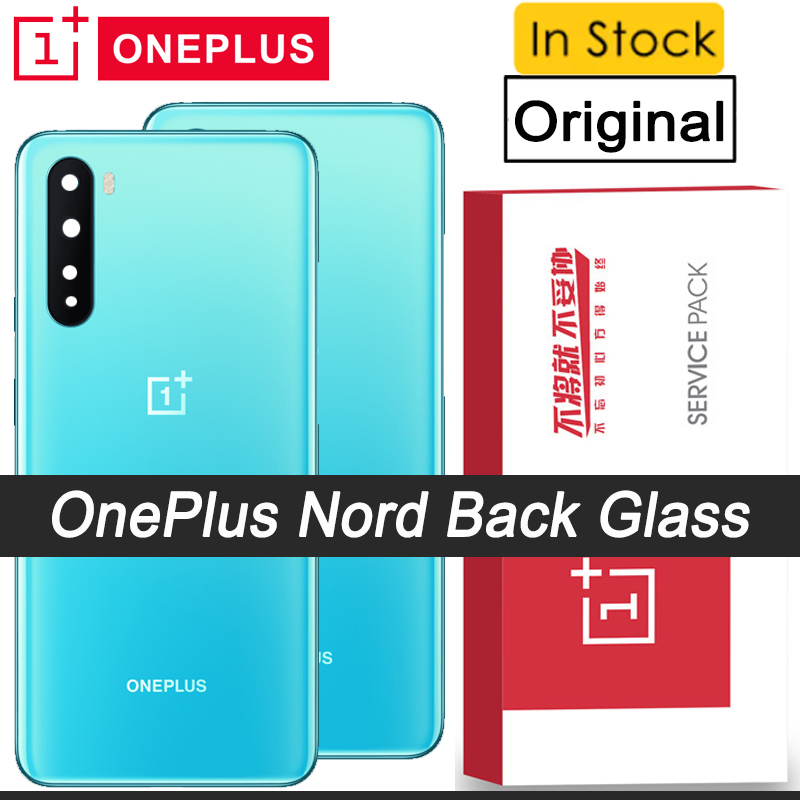 100% Original Glass For OnePlus Nord AC2001 AC2003 Back Battery Cover Rear Cover Housing Case with Camera Lens Repair Parts