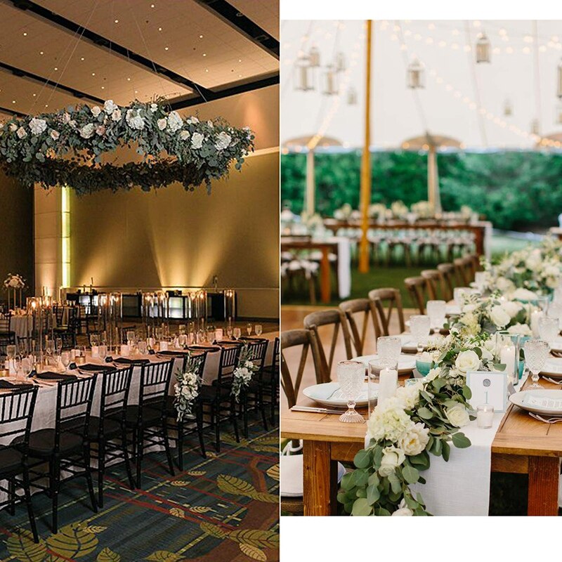 Artificial Eucalyptus Garland with Rose 2PCS Wedding Arch Decorations Greenery Garlands Eucalyptus Leaves Backdrop Wall Party Fe