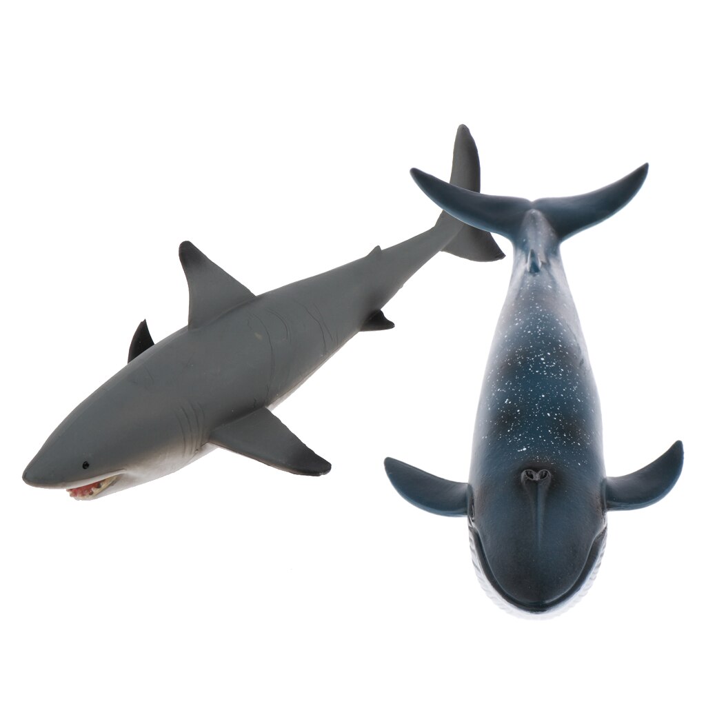 2 Pieces Whale & Blue Whale Sea Animal Marine Life Figure Models