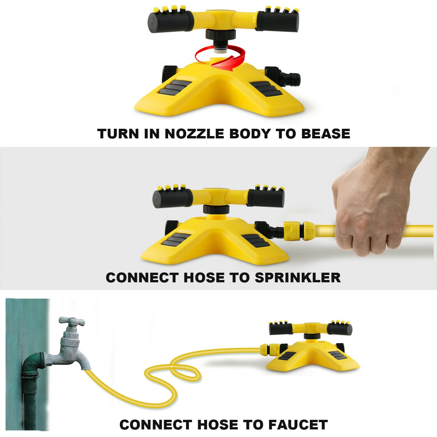 360 Auto Garden Lawn Sprinkler System Garden Watering Patio Yard Garden Hose Irrigation System