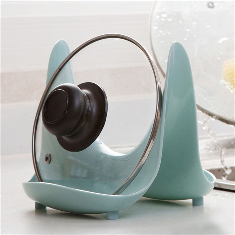 Domowy łyżka stojak na pokrywkę stojak przydatna kuchnia plastikowa patelnia pokrywa robić garnka stojak uchwyt stelaż półki narzędzia kuchenne