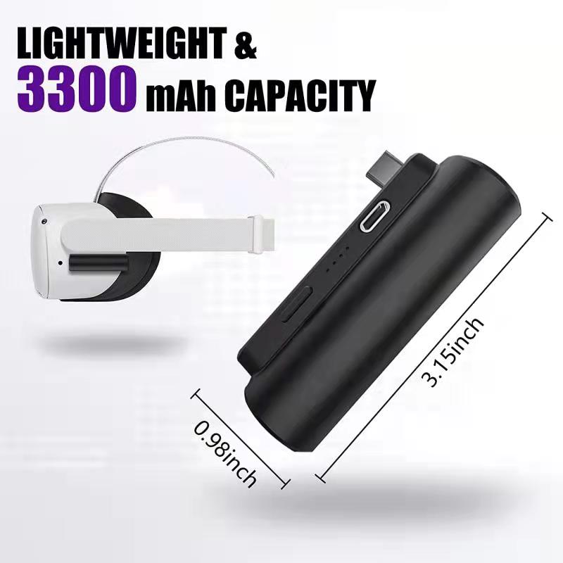 Capsule Power Bank for Oculus Quest 2 VR Headset 3000mAh Battery Pack Compatible with Elite Strap for Meta Quest 2 Accessories