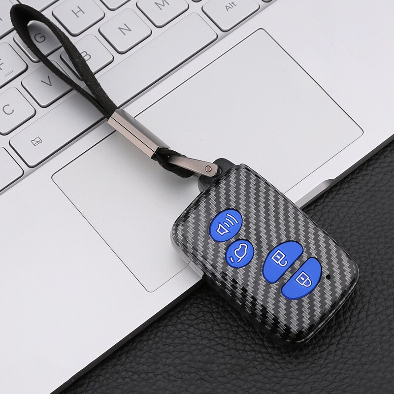 Auto Sleutel Cover Key Case Voor Toyota 86 Land Cruiser Prado 150 Avalon Camry Prius Crown Highlander Voor Subaru Foreste xv Legacy: D Carbon Blue