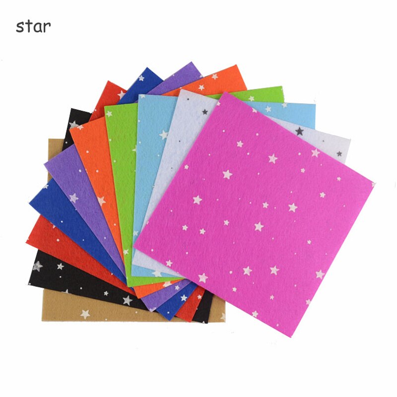 1mm tykkelse filt diy håndværk 15 x 15cm hjem mønster bundt polyester klud kunst håndværk syning af ikke-vævet stof trykt filt: Stjerne