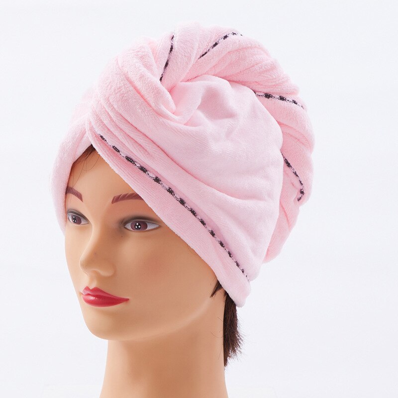 Toallas de secado rápido de 25x69Cm, gorros de microfibra para el pelo, gorro de ducha, turbante suave, absorbente, Toalla de baño, suministros de baño: light pink