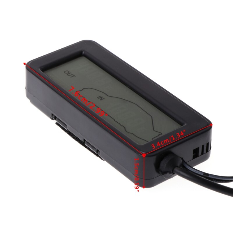Wnętrze samochodu zewnętrzny termometr mini cyfrowy samochodowy wyświetlacz LCD wewnętrzny termometr zewnętrzny 12V pojazdy 1.5m czujnik kabla