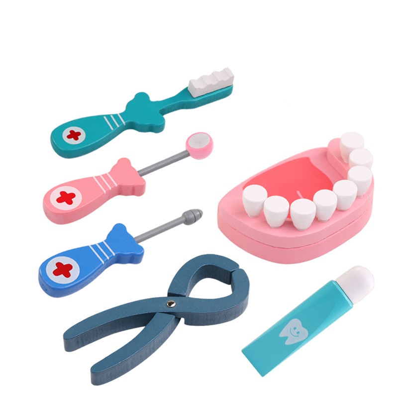 Juego de juguetes de médico para niños, herramienta de inyección para enfermeras, caja de medicina modelo de madera, casa de juegos para bebés (accesorios)