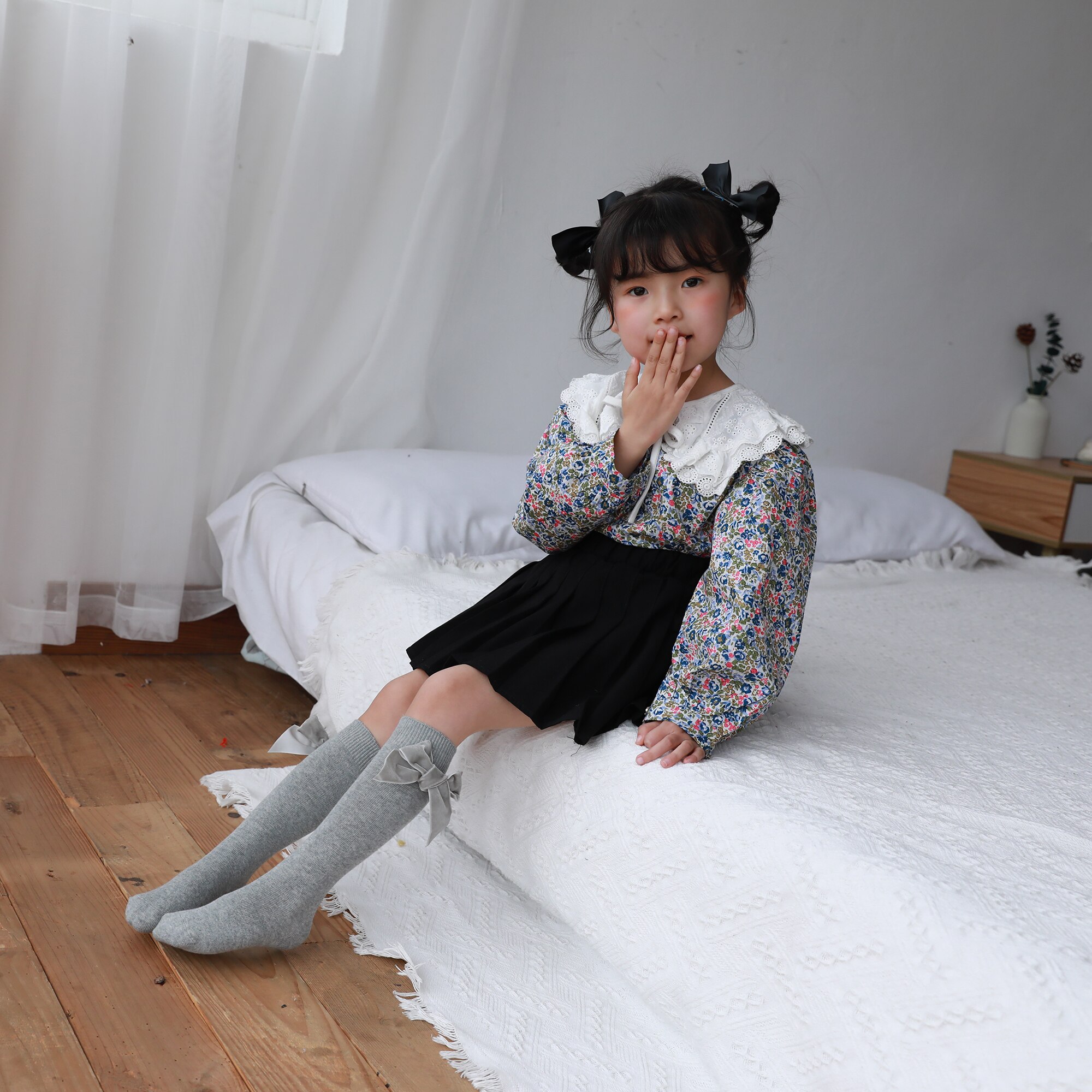 Chaussettes à nœud papillon pour filles, élégantes et confortables, montantes aux genoux pour enfants