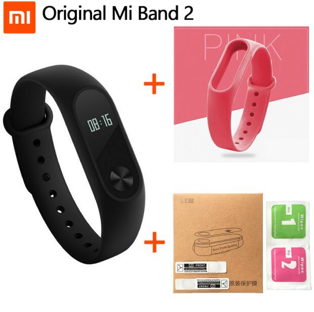 100% original xiaomi Mi Band 2 smart Wristband Bracelet Miband2 + Smart Heart Rate Fitness Touchpad: Pink