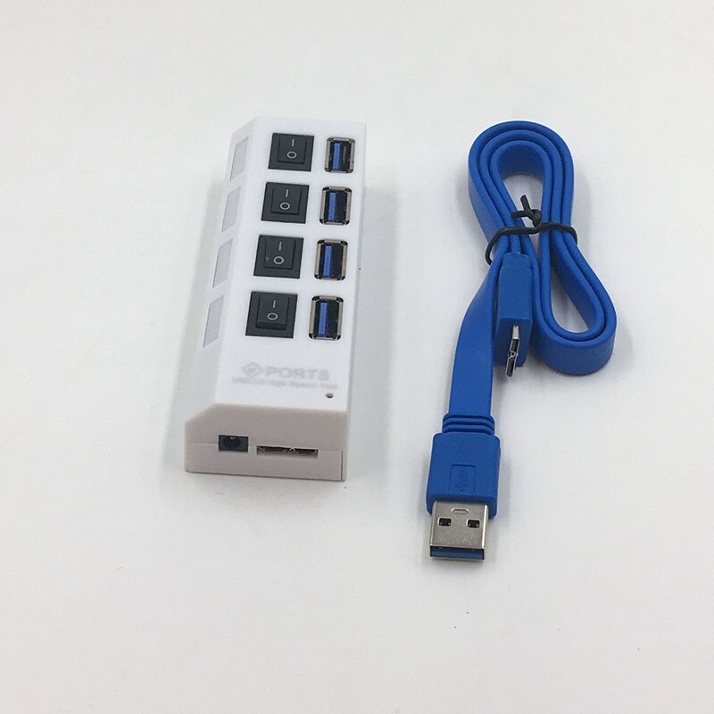 4Port Micro USB Hub3.0 USB Splitter for Tablet Laptop Computer Notebook High Speed 480Mbps USB 30 Hub LED with ON/OFF Switch
