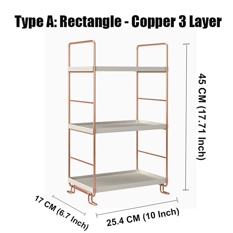 Bathroom Organizer Washroom Vanity Shelf Storage Rack Corner Caddy Tooth Stand Holder Bathtub Tray Adjusted layer Height: 3 Layer A Copper