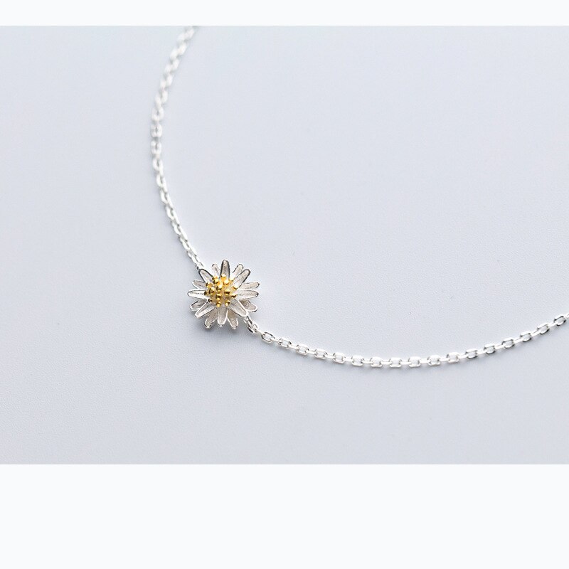 MloveAcc 925 Sterling Silver Women Anklets Jewelry Daisy Flower Anklets 925 Sterling Silver Jewelry for