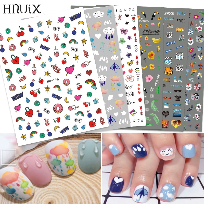 HNUIX 3d nail art sticker Bloemen Motieven Nails Art manicure decal decoraties nail sticker voor nail beauty tips