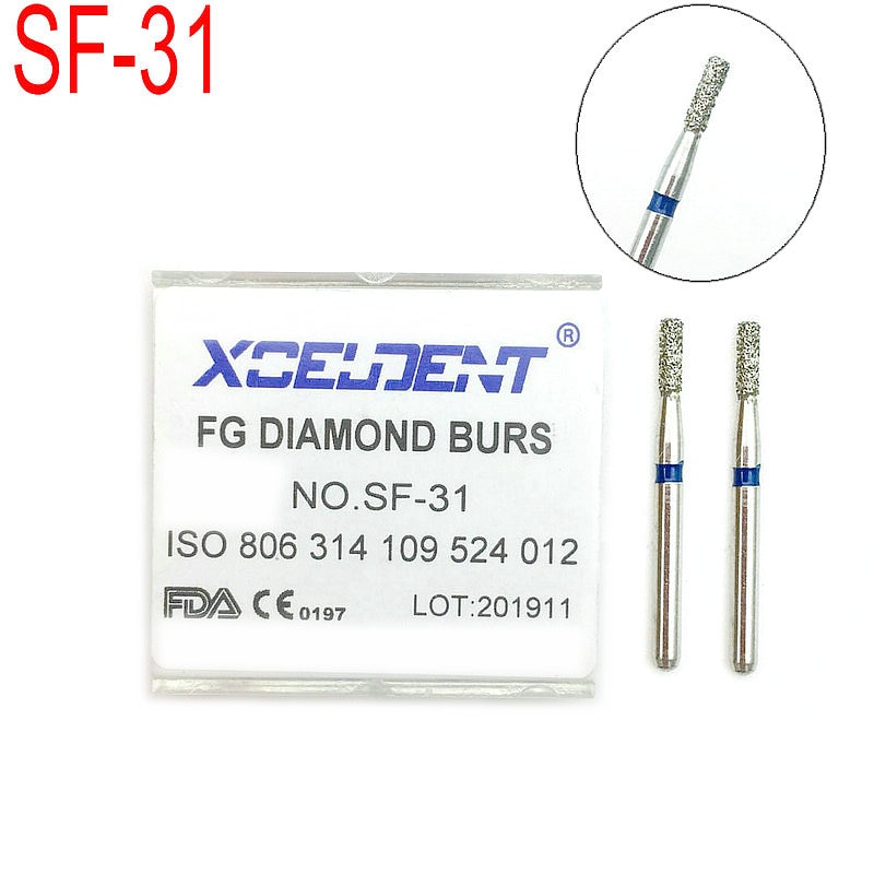 10 Pcs Diamond Burs Dental Fg Hoge Snelheid Boren Medium Voor Tanden Polijsten 1.6 Mm Tandarts Tool SF-31
