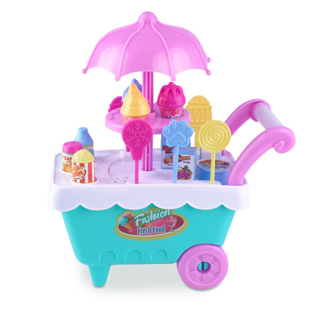 Children's play house ice cream cart toys simulation ice cream candy cart toy girl set role playing Education Hobby Funny