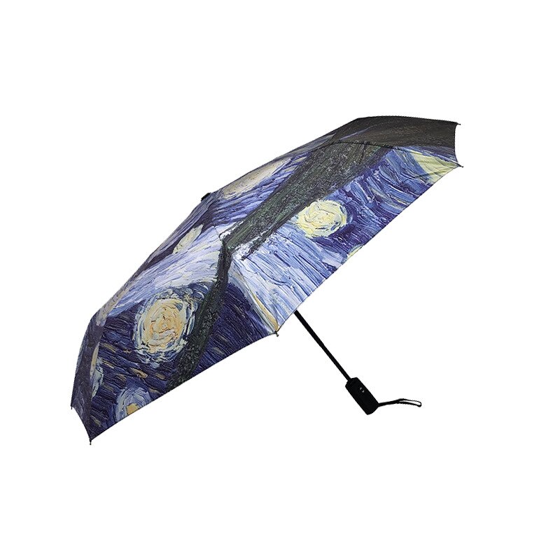 3 Vouwen Winddicht Van Gogh Olieverf Paraplu Outdoor Vrouwen Zon Bescherming Paraplu Voor Vrouwen Meisje