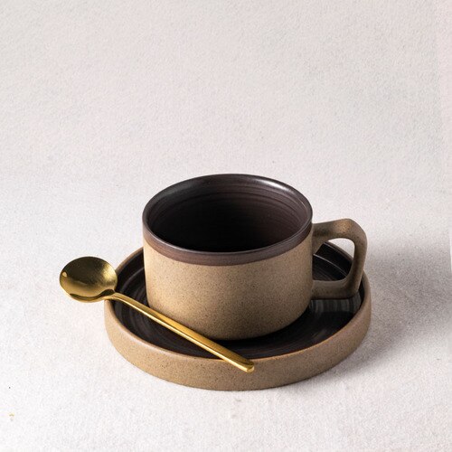 Japanese Style European Style Ceramic Coffee Cup and Saucer Set Vintage Cappuccino Coffee Cup Vaso Para Cafe Mug BD50CS: style4
