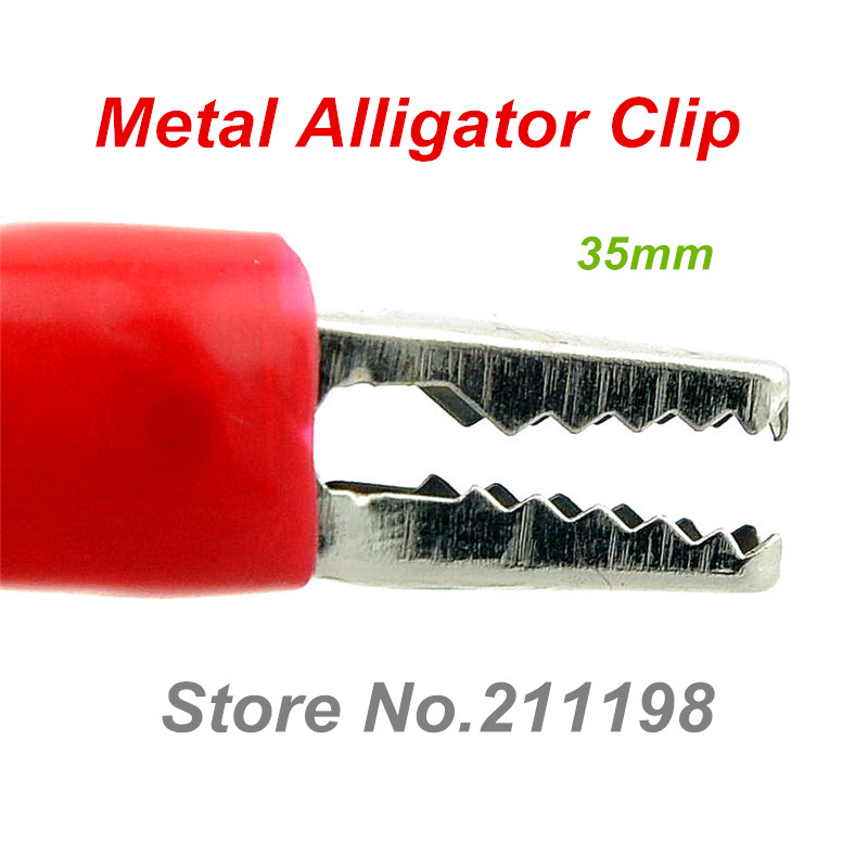 20 stks/partij 35 MM Metalen Alligator Clip Krokodil Elektrische Klem voor Testen Probe Meter Zwart en Rood met Plastic Boot