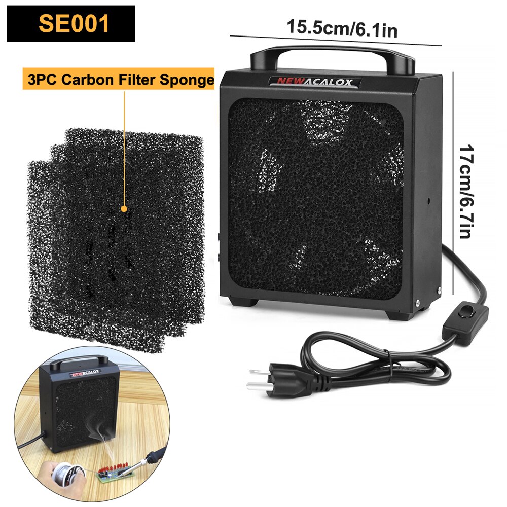 NEWACALOX EU/US 30W Solder Smoke Absorber Remover with 2Pcs Flexible Arms Helping Hands Welding DIY Working Fan for Soldering: 001 Smoking Device / EU