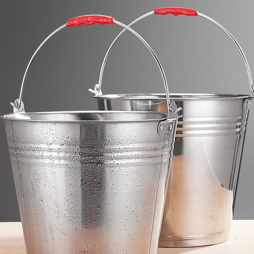 1Pc Stainless Steel Bucket Household Water Bucket Multi-purpose Bucket with Lid