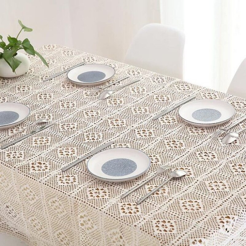 Bomuld strikket blonde dug shabby chic vintage hæklet dug håndlavet bomuld blonde bordplade